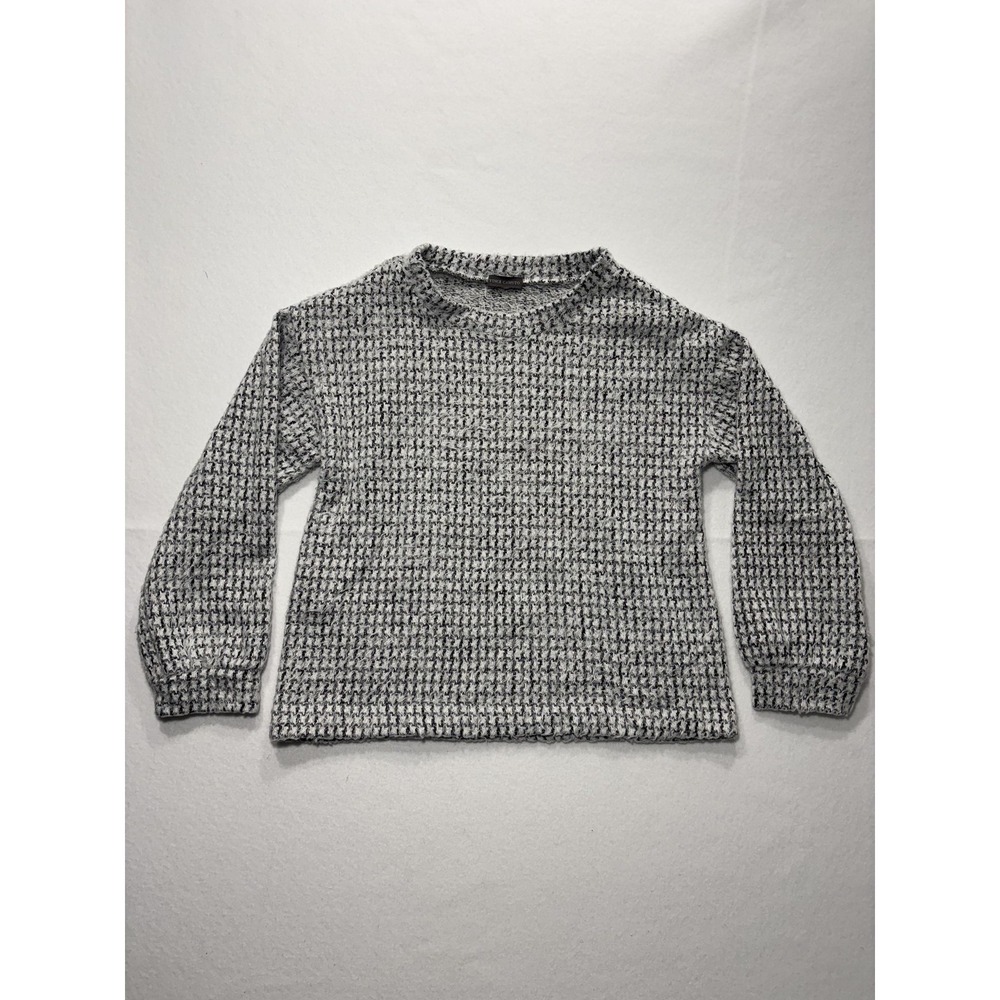 Vince Camuto Sweater Womens Medium Gray Waffle Knit Crew Long Sleeve Pullover